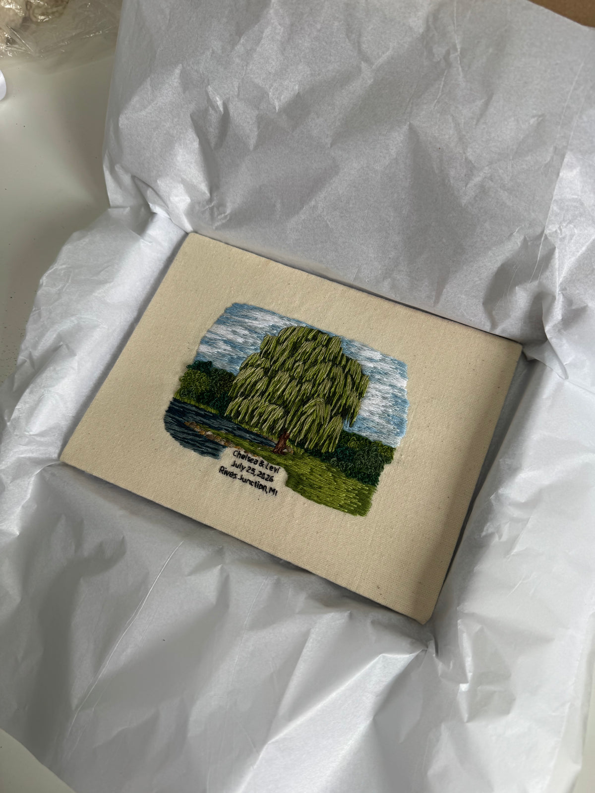 Hand Embroidered Wedding Venue Portrait