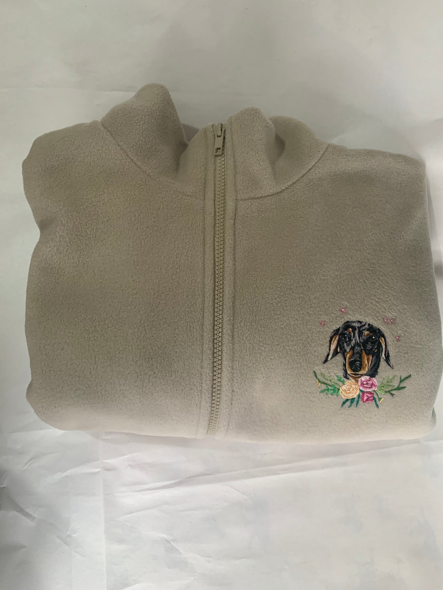 Hand Embroidered Pet Portrait Fleece (full zip)