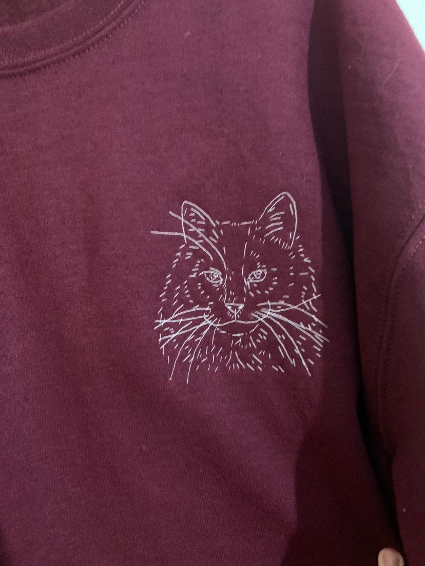 Hand Embroidered Outline Pet Portrait Sweatshirt