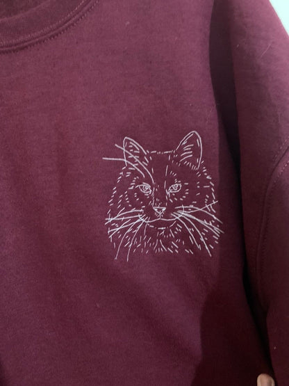 Hand Embroidered Outline Pet Portrait Sweatshirt