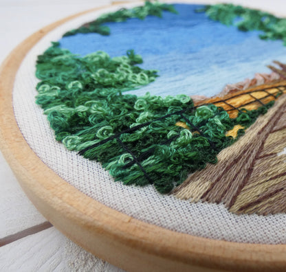Hand Embroidered Landscape Christmas Bauble