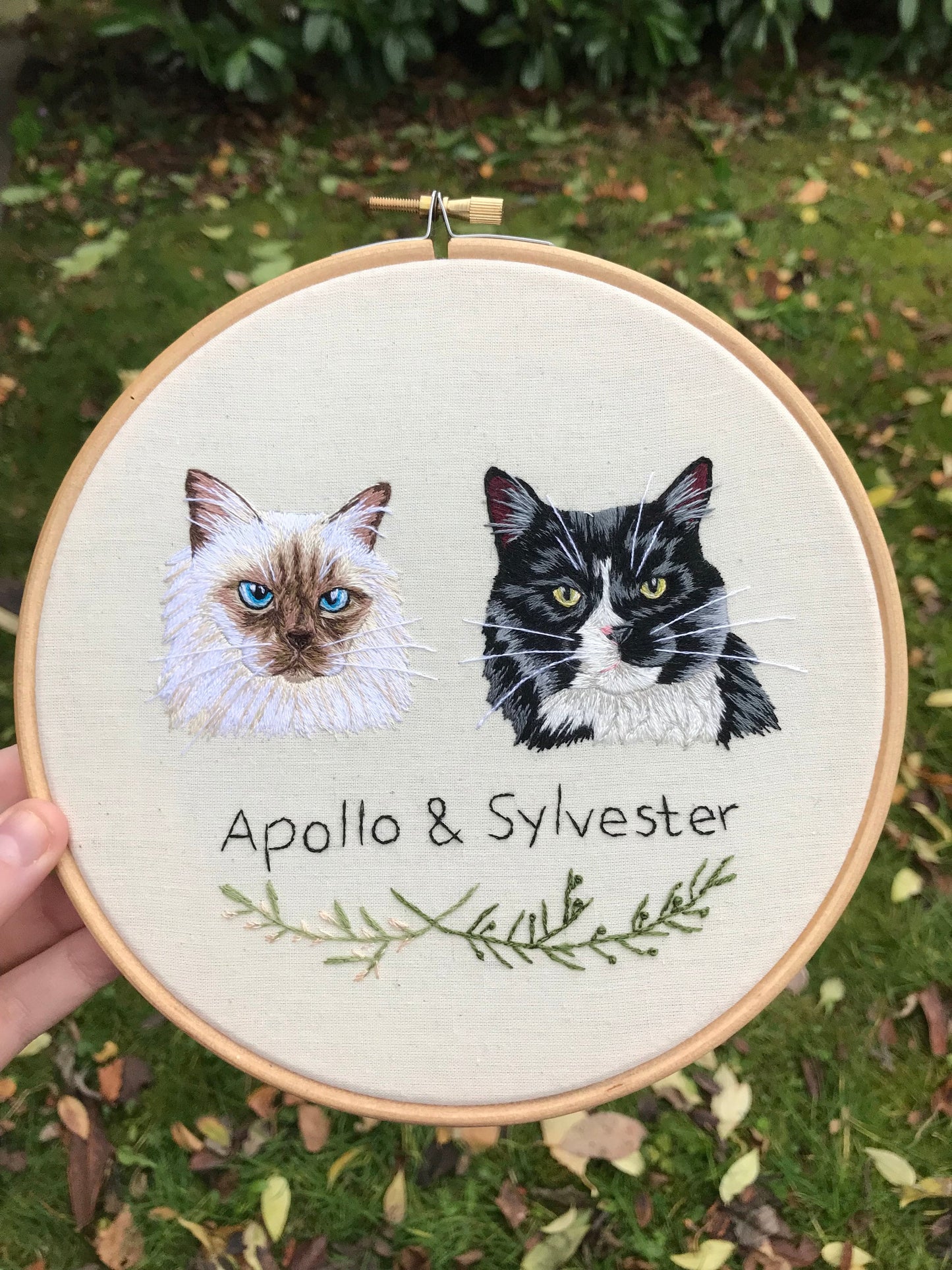Hand Embroidered Multiple Pet Portrait