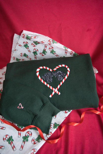 'Candy Cane Heart' Pet Portrait Christmas Jumper