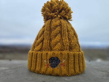 Hand Embroidered Pet Portrait Bobble Hat