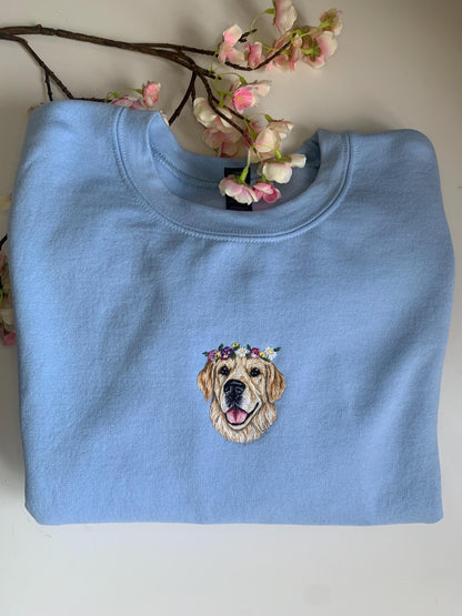 Flower Crown Personalised Pet Portrait Sweater