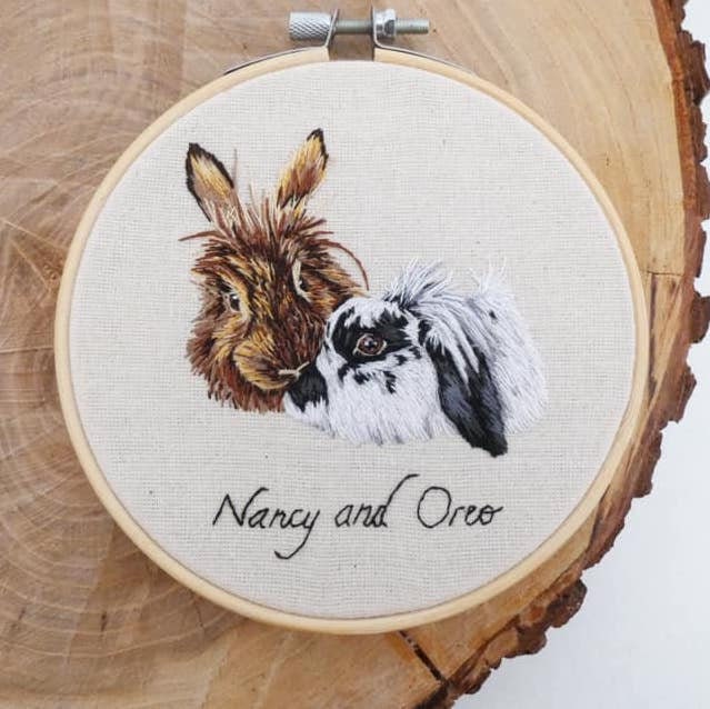 Hand Embroidered Multiple Pet Portrait