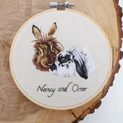 Hand Embroidered Multiple Pet Portrait