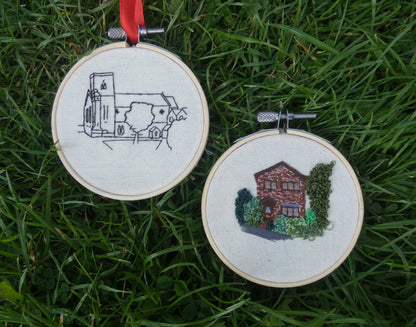Hand Embroidered House Bauble