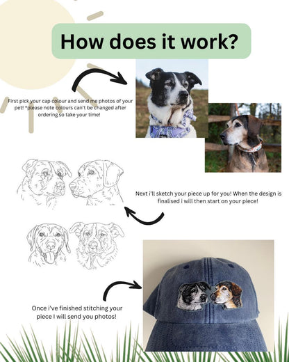 Hand Embroidered Pet Portrait Cap