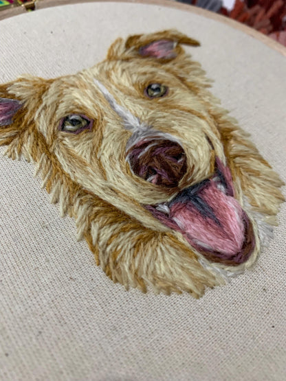 Hand Embroidered Wool Pet Portrait