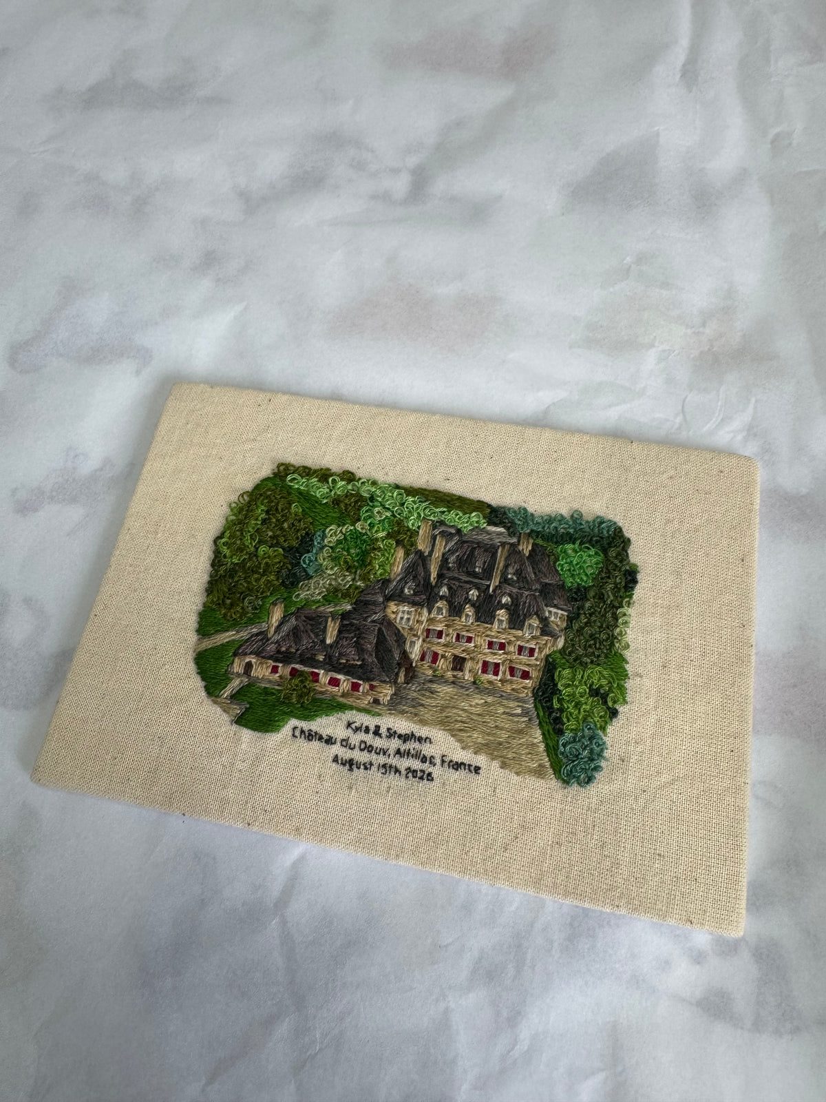 Hand Embroidered Wedding Venue Portrait