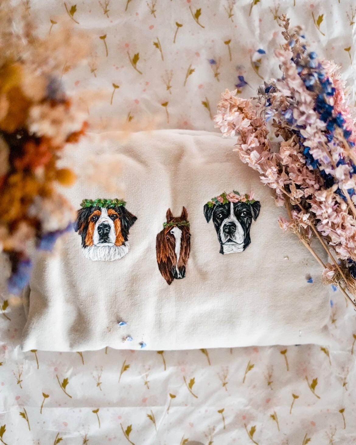 Flower Crown Personalised Pet Portrait Sweater