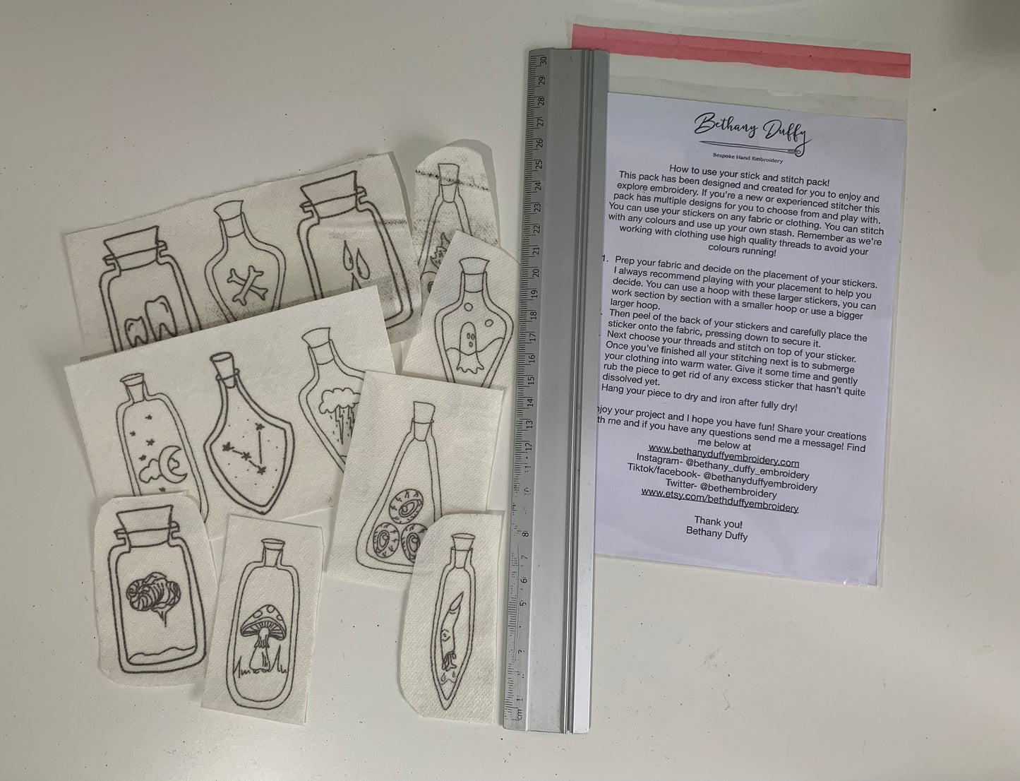 Potion Stick and Stitch Pack: Water Soluble Embroidery Designs