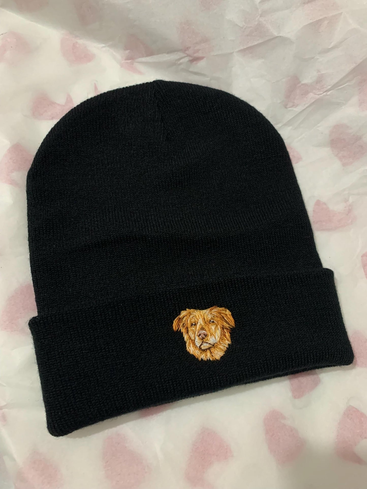 Hand Embroidered Pet Portrait Beanie