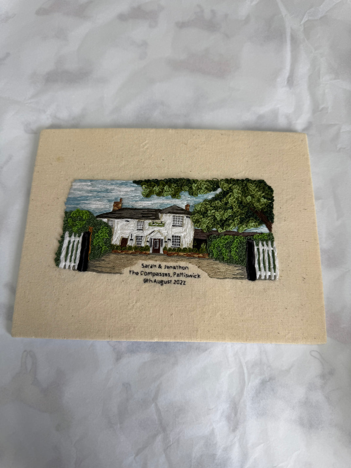 Hand Embroidered Wedding Venue Portrait