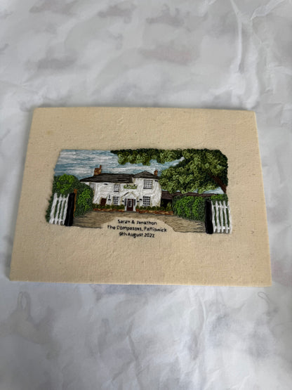 Hand Embroidered Wedding Venue Portrait