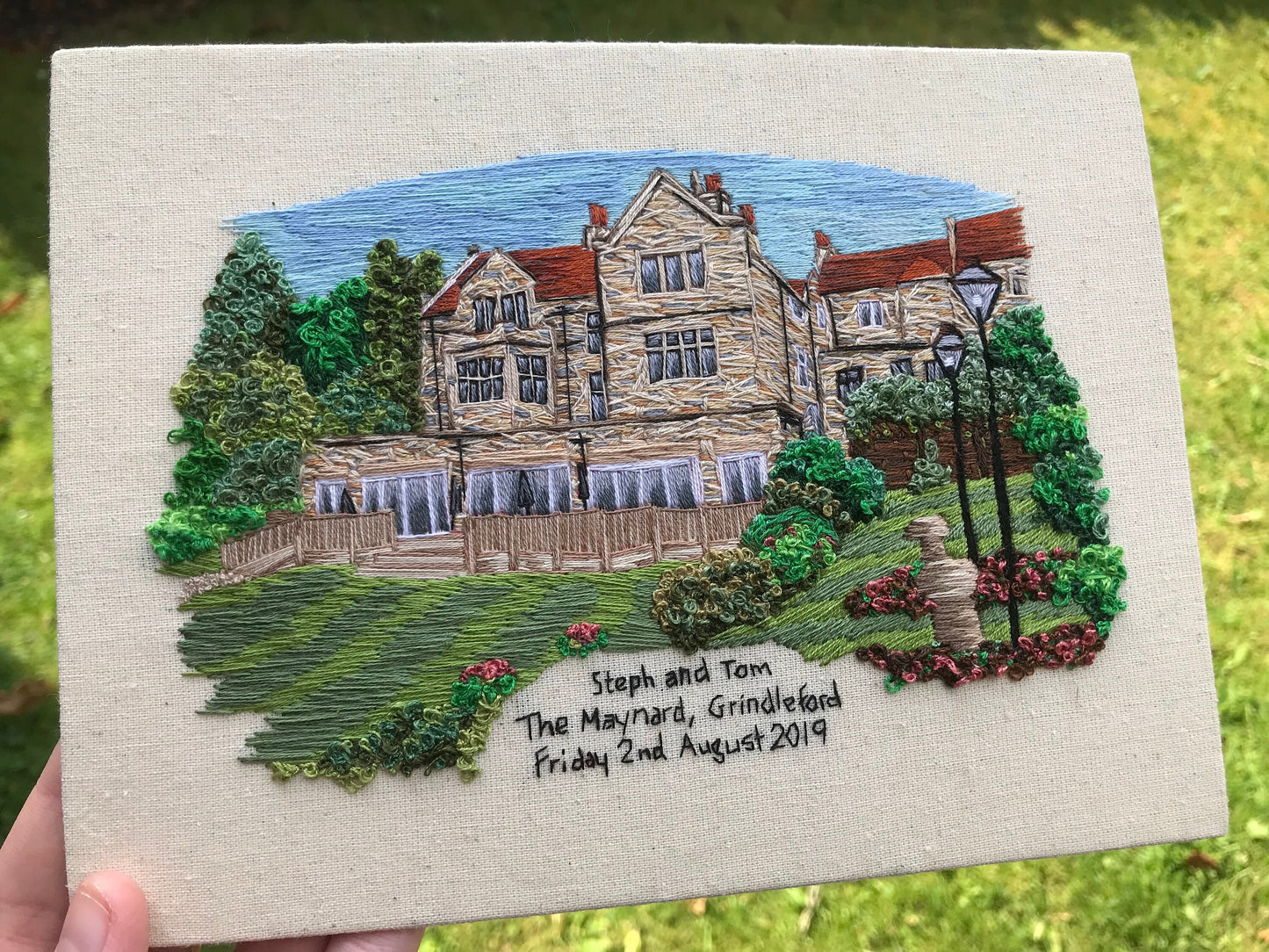 Hand Embroidered Wedding Venue Portrait