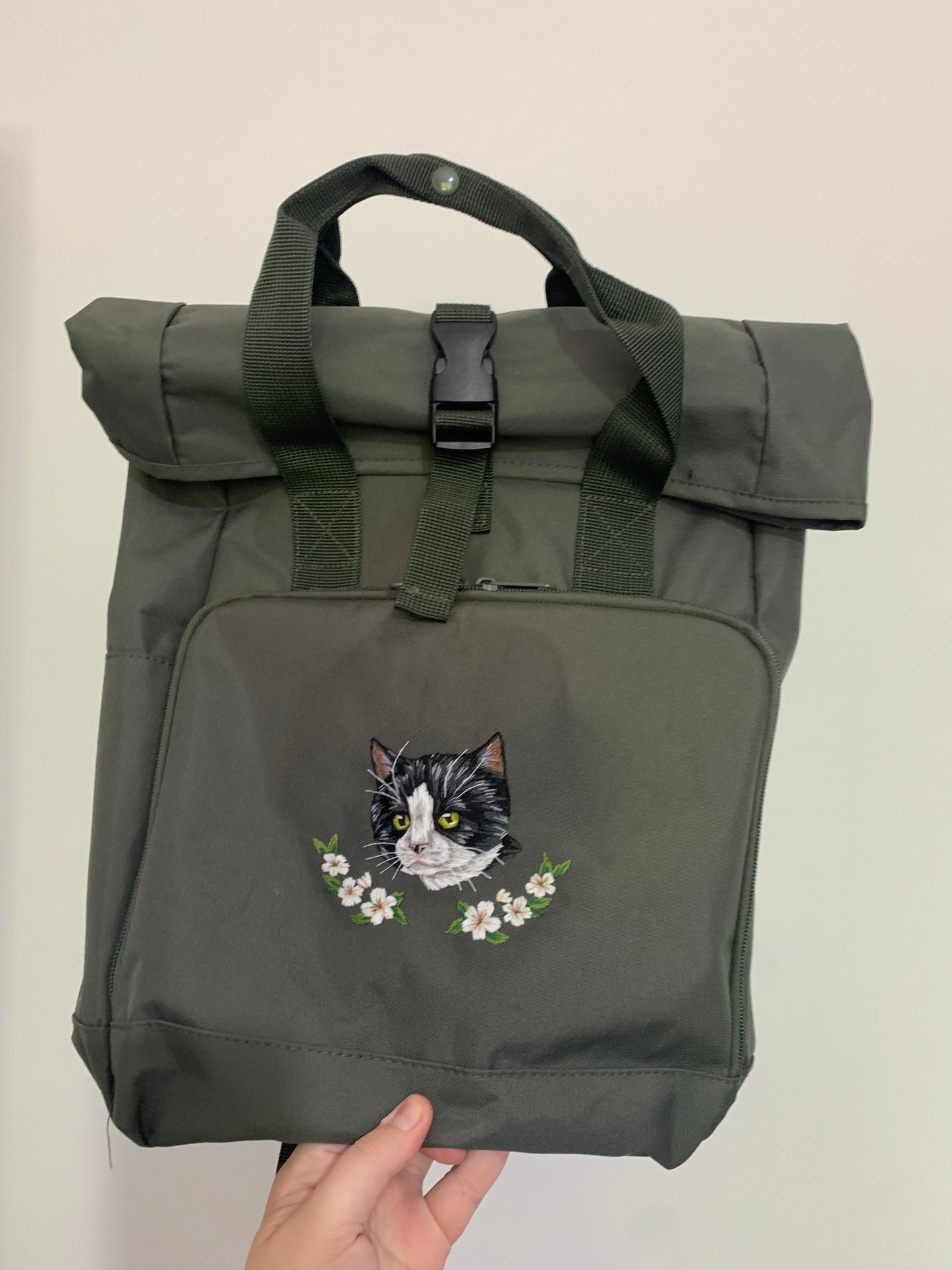 Hand Embroidered Pet Portrait Backpack