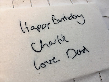 Hand Embroidered Handwriting Replica