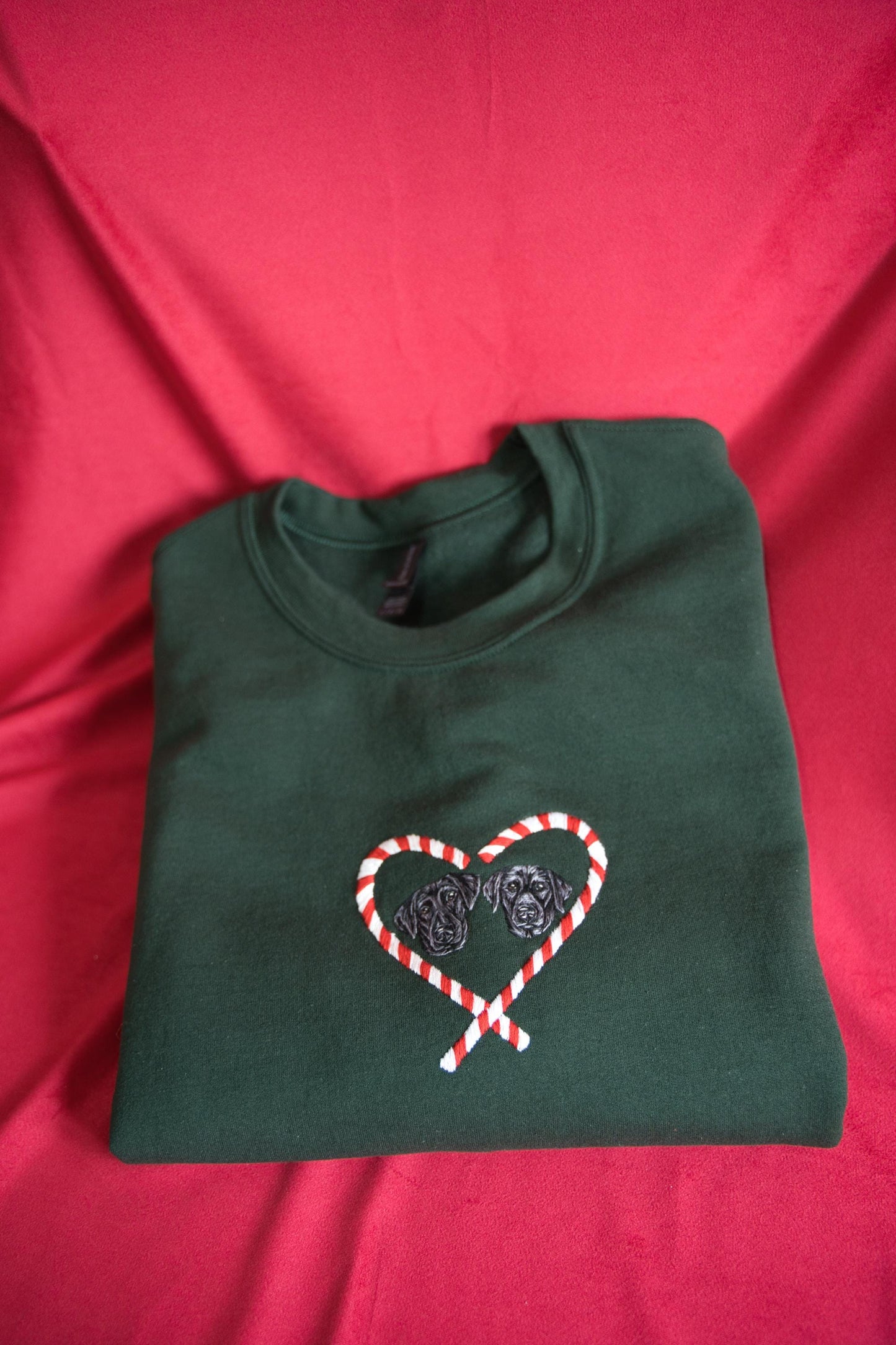 'Candy Cane Heart' Pet Portrait Christmas Jumper