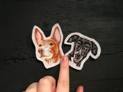 Hand Embroidered Pet Portrait Sew on Patch