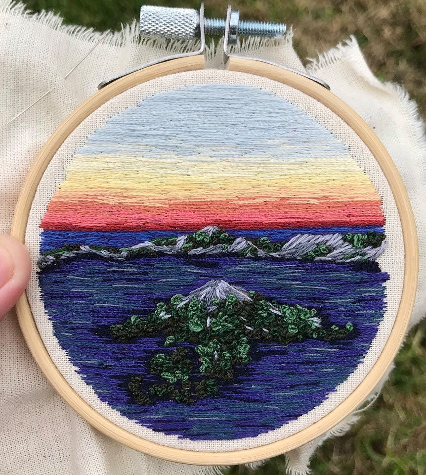 Hand Embroidered Landscape Christmas Bauble