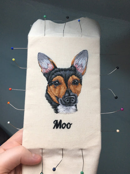 Mounted Hand Embroidered Pet Portrait