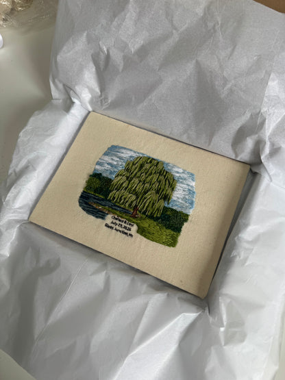 Hand Embroidered Wedding Venue Portrait