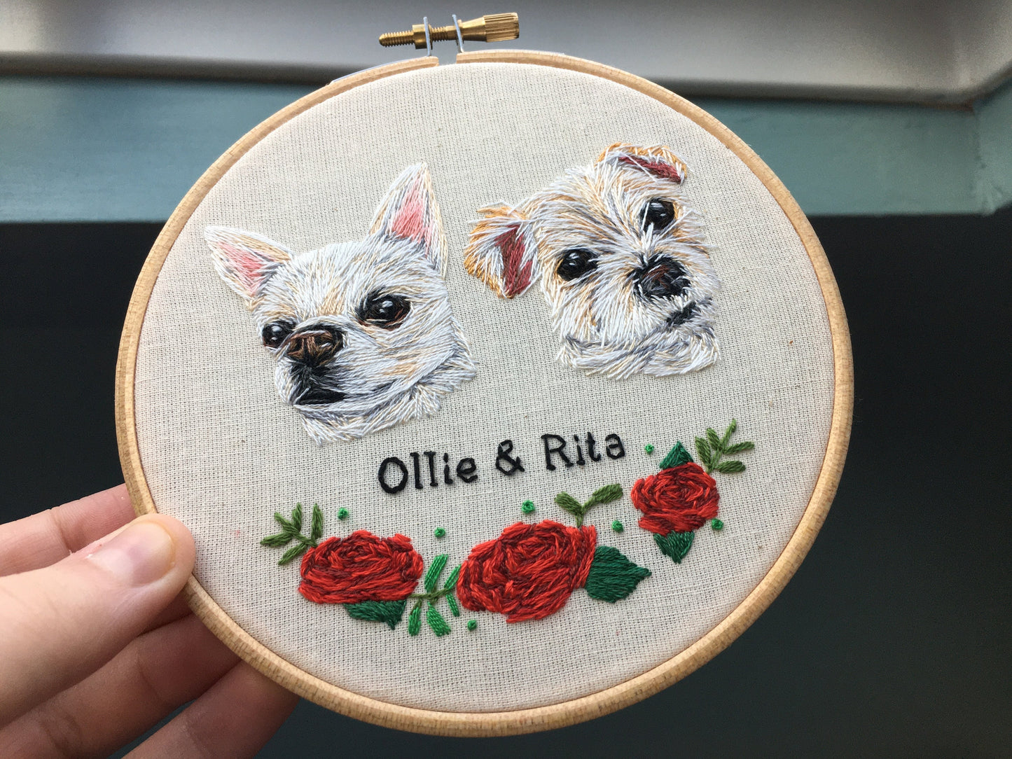 Hand Embroidered Multiple Pet Portrait