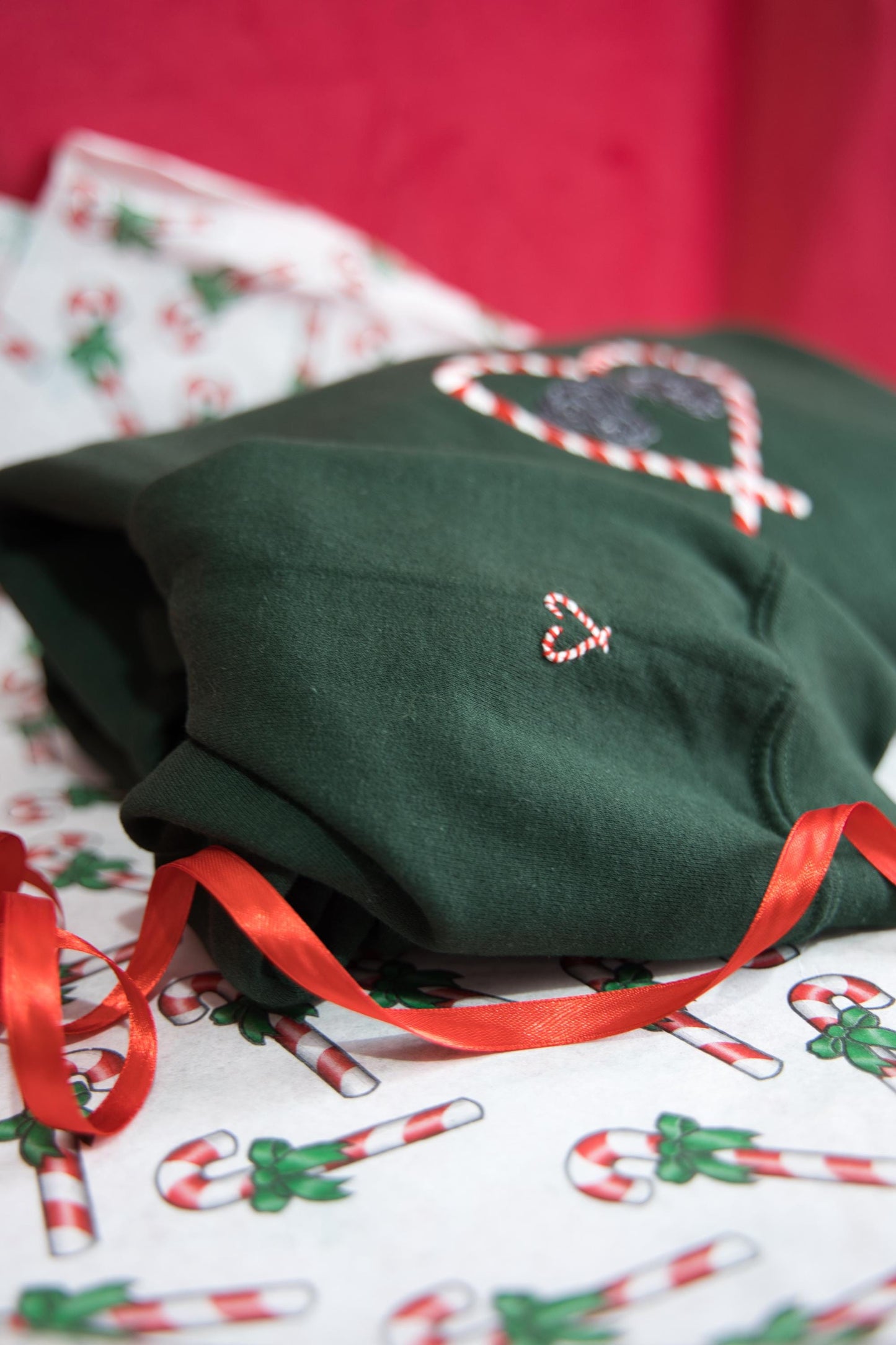 'Candy Cane Heart' Pet Portrait Christmas Jumper