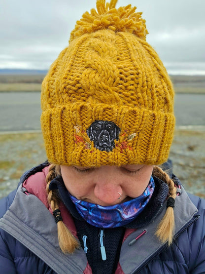 Hand Embroidered Pet Portrait Bobble Hat