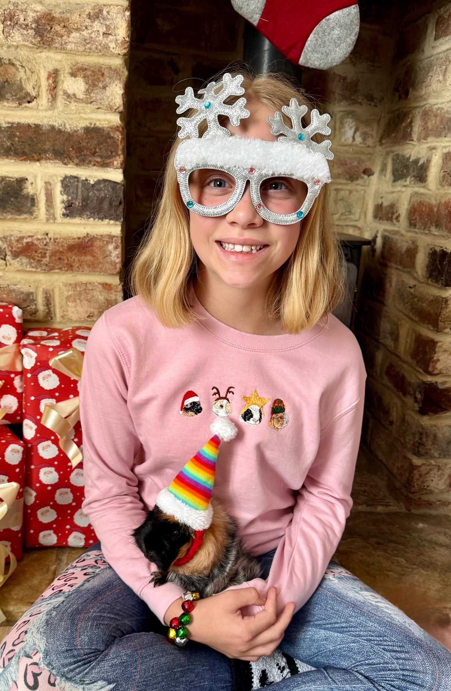 Kids Christmas pet portrait jumper,