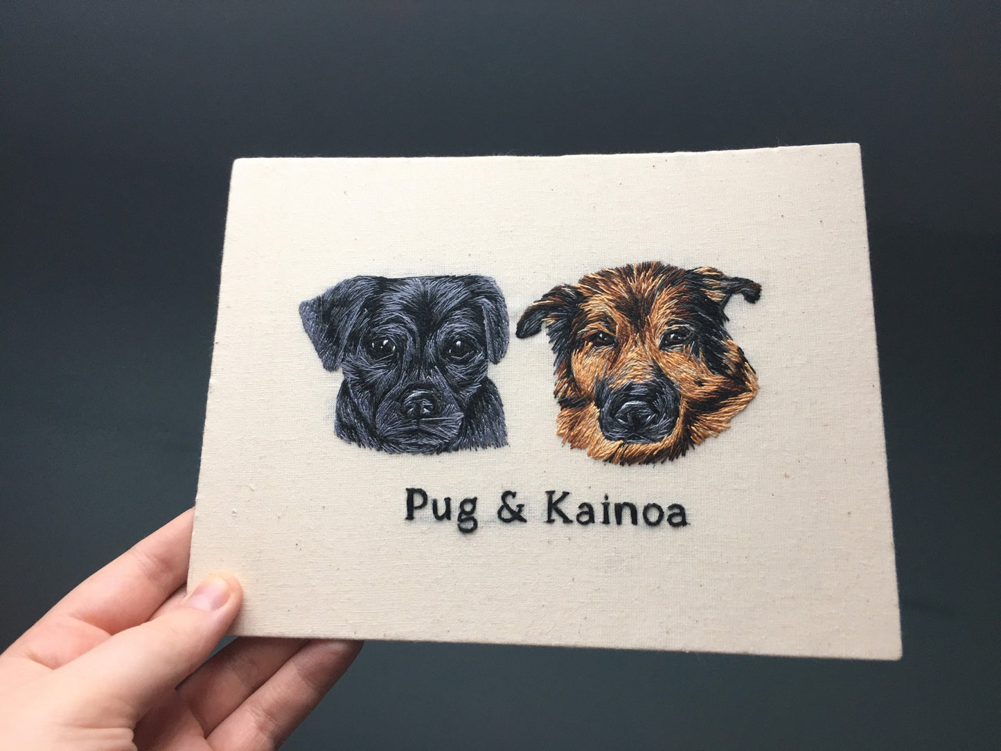 Mounted Hand Embroidered Pet Portrait