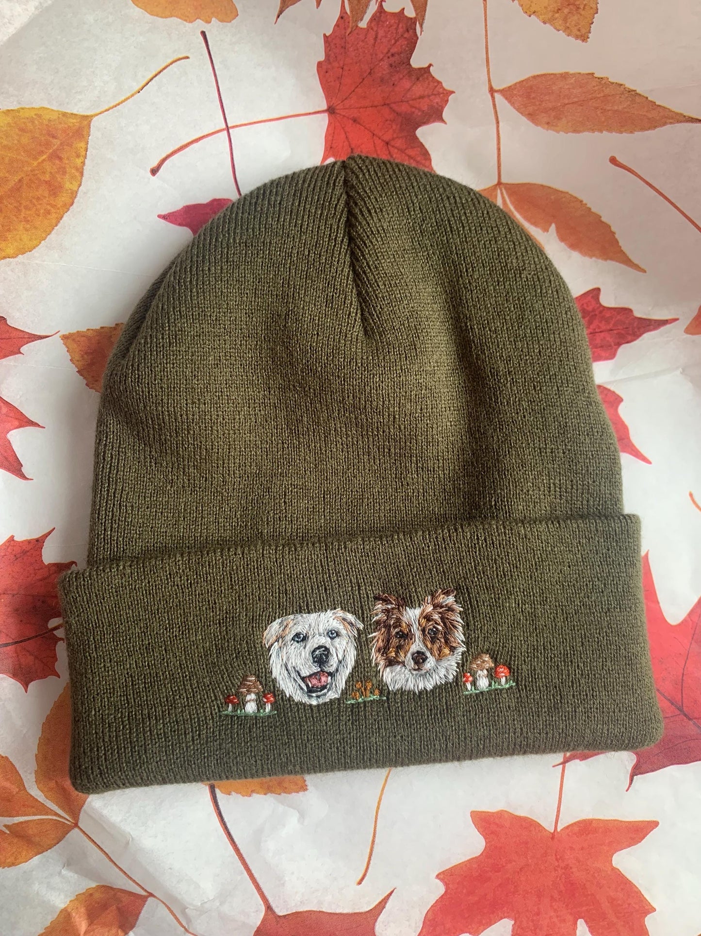 Hand Embroidered Pet Portrait Beanie