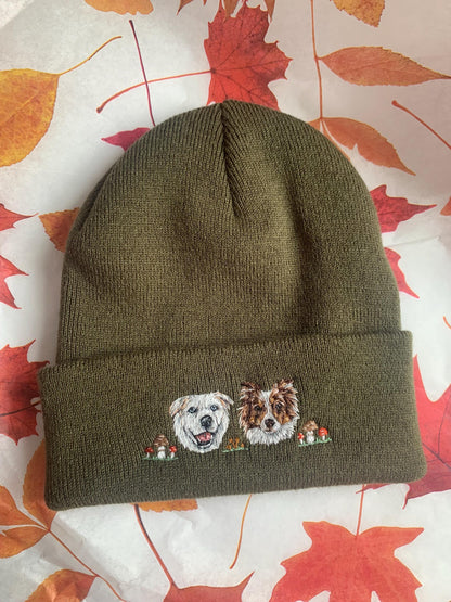 Hand Embroidered Pet Portrait Beanie