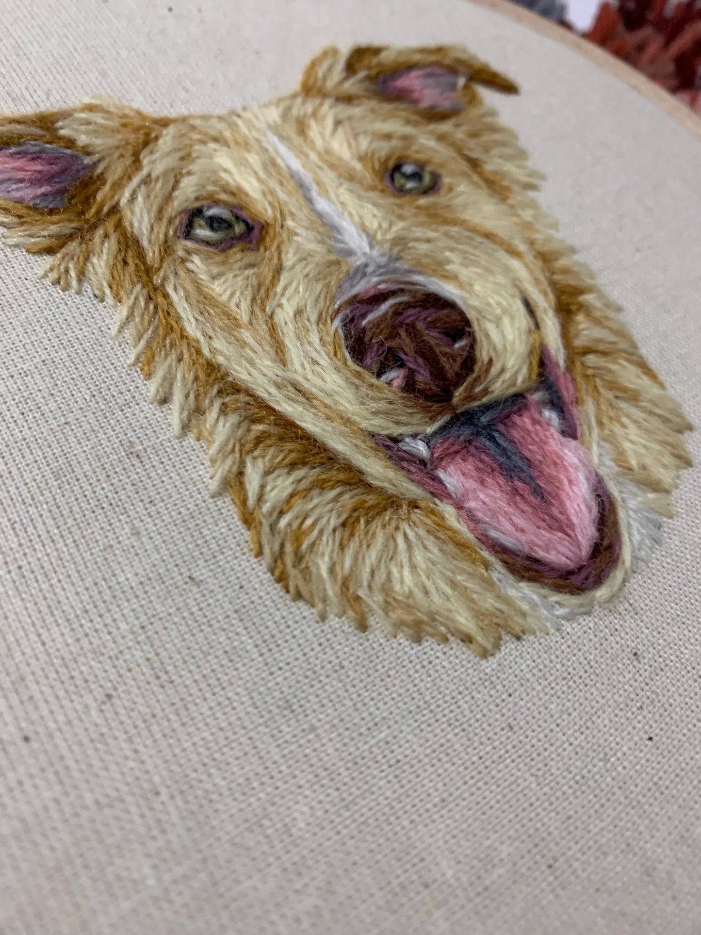 Hand Embroidered Wool Pet Portrait