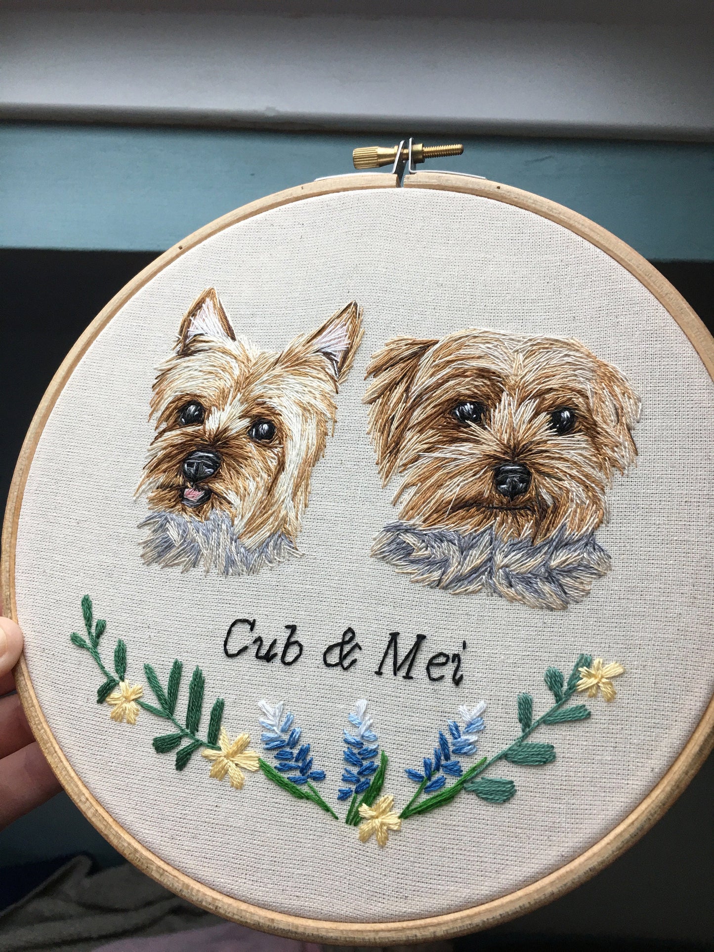 Hand Embroidered Multiple Pet Portrait