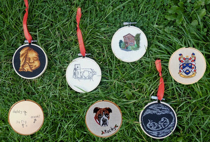 Hand Embroidered Landscape Christmas Bauble