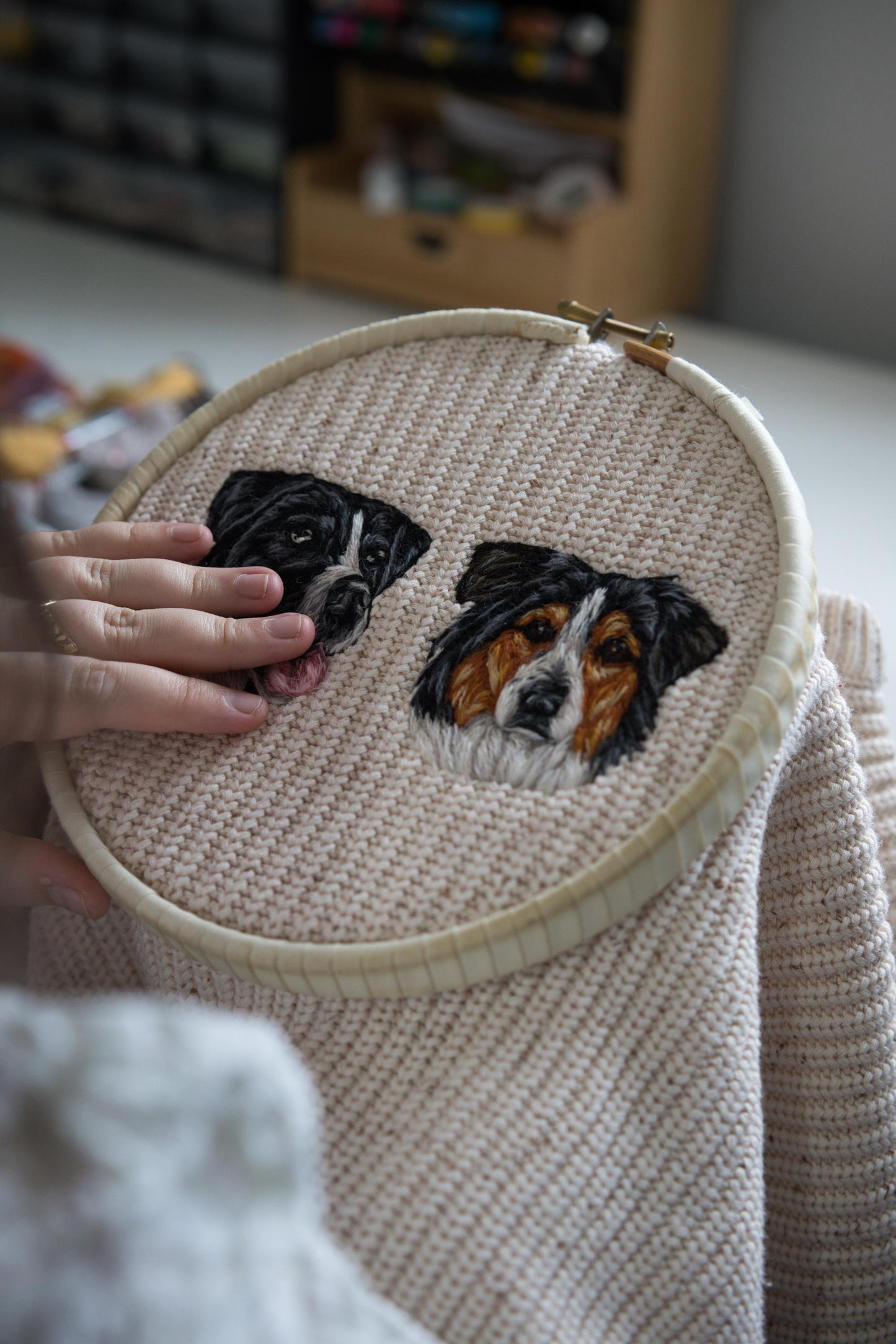 Christmas lights knitted pet portrait Jumper