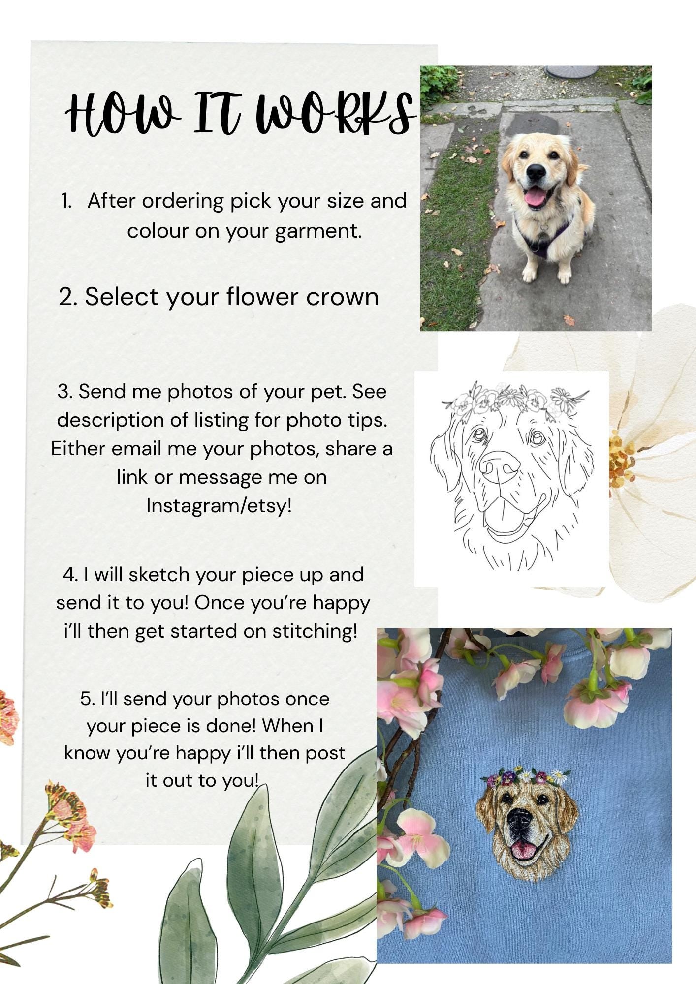 Flower Crown Personalised Pet Portrait Sweater