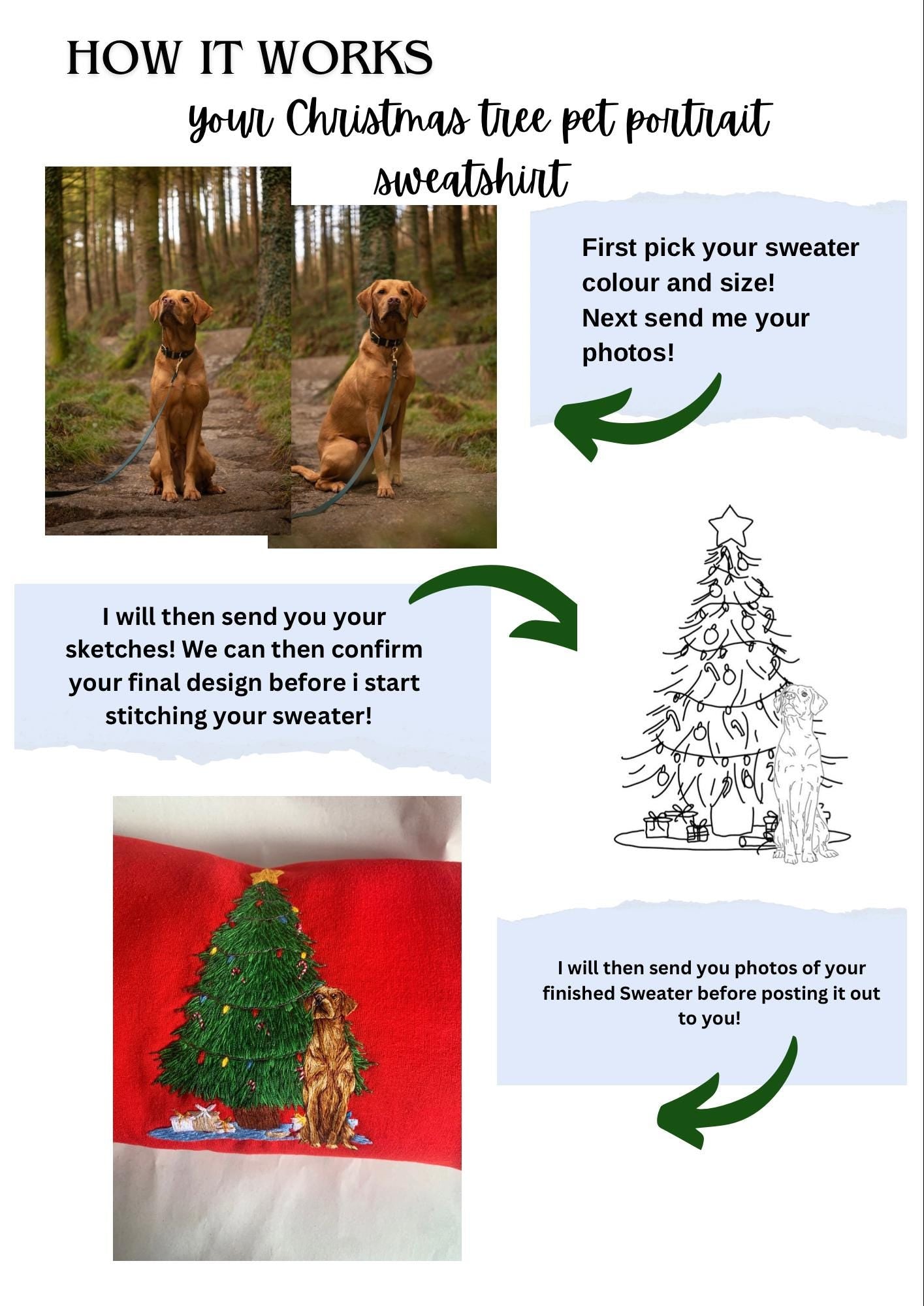 'Christmas Tree' Pet Portrait Sweater