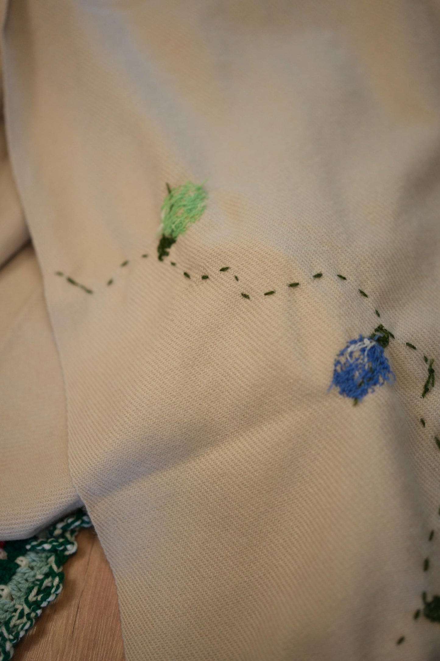 Hand Embroidered Christmas Lights Scarf