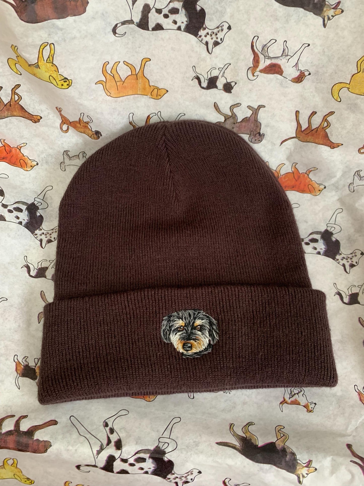 Hand Embroidered Pet Portrait Beanie