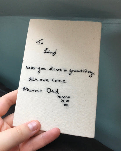 Hand Embroidered Handwriting Replica