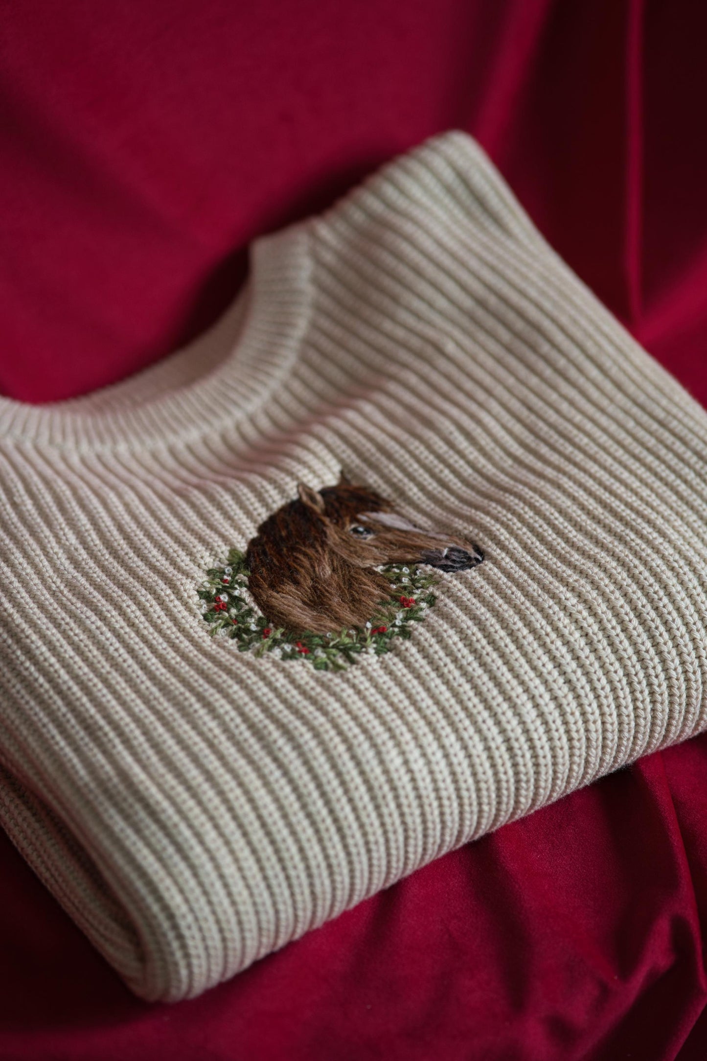 Wreath Pet Portrait Knitted Jumper