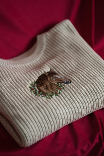 Wreath Pet Portrait Knitted Jumper