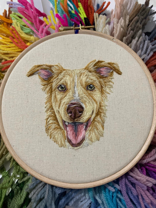 Hand Embroidered Wool Pet Portrait