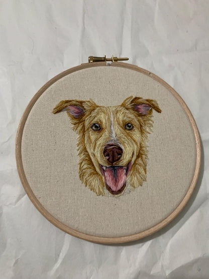 Hand Embroidered Wool Pet Portrait