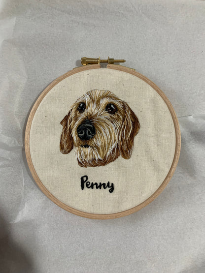 Hand Embroidered Pet Portrait