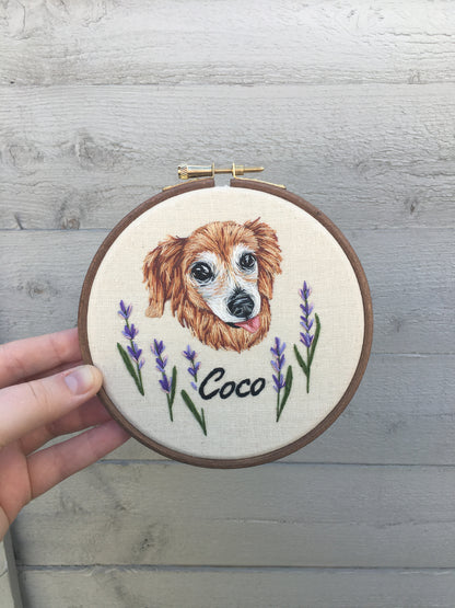 Hand Embroidered Pet Portrait